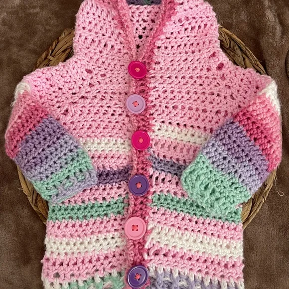 Handmade Crochet Baby Girl Sweater - Picture 5 of 12